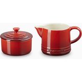 Le Creuset Seramik Sütlük ve Şekerlik Seti - Kırmızı