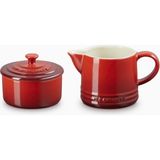 Le Creuset Seramik Sütlük ve Şekerlik Seti - Kırmızı