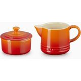 Le Creuset Seramik Sütlük ve Şekerlik Seti - Turuncu