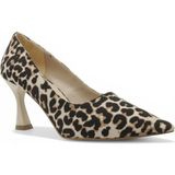 Le Guzzi Stiletto Kadın 8 cm Topuklu Krem Leopar Ayakkabı - (DipCamo)Charcoal-White