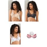 Le Jardin Kadın Toparlayıcı Tüllü İnce Soft Sütyen 3 Lü Paket+ Yıkama Topu Siyah - Beyaz - Ten 80D