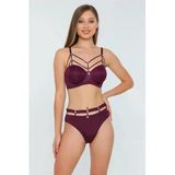 Le Jardin Lingerie 5045 Kadın Mürdüm Balenli Desteksiz Basic Cup Sütyen Takım