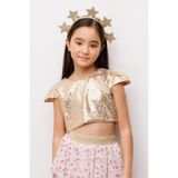 Le Mabelle Altın Pullu Kız Çocuk Crop Bluz