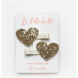 Le Mabelle Altın Simli Kalp Figürlü 2'li Kız Çocuk Klips Toka