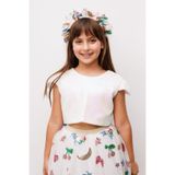 Le Mabelle Beyaz Pullu Kız Çocuk Crop Bluz