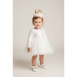 Le Mabelle Beyaz Pullu Uzun Kollu Kız Bebek Elbise - Irene - 00-Beyaz - 6 - 12 Ay