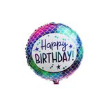 Le Mabelle Çok Renkli Deniz Kızı Desenli Happy Birthday Yuvarlak Balon