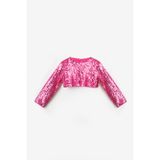 Le Mabelle Fuşya Uzun Kollu Pullu Kız Çocuk Crop Bluz
