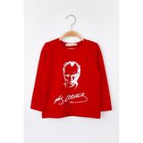 Le Mabelle Kırmızı Atatürk Baskılı Kız Çocuk Tişört - 7 Yaş