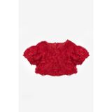 Le Mabelle Kırmızı Kısa Kollu Gül Aplike Detaylı Kız Çocuk Crop Bluz - Millie