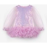 Le Mabelle Lila Etek Ucu Fırfır Detaylı Kız Bebek Elbise - Violet - 01P-Pembe