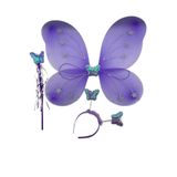 Le Mabelle Lila Kelebek Kanat Asa Taç 3'lü Set