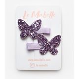 Le Mabelle Lila Simli Kelebek Figürlü 2'li Kız Çocuk Klips Toka
