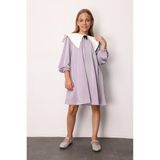 Le Mabelle Lila Uzun Kollu Yaka Detaylı Simli Kız Çocuk Elbise - Maya - 01P-Pembe - 5 Yaş