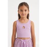 Le Mabelle Lila Yıldız Nakışlı Fitilli Askılı Kız Çocuk Crop Bluz - Cindy