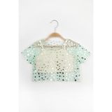 Le Mabelle Mint Yıldız Baskılı Kız Çocuk Tül Crop - 9 Yaş - 02Y-Yeşil
