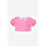 Le Mabelle Pembe Kısa Kollu Gül Aplike Detaylı Kız Çocuk Crop Bluz - Millie