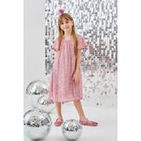 Le Mabelle Pembe Pul Payetli Kız Çocuk Elbise-Siri - 3 Yaş - 01P-Pembe