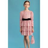 Le Mabelle Pembe Pullu Katlı Kız Çocuk Elbise - Liona - 01P-Pembe - 4 Yaş
