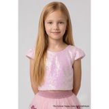 Le Mabelle Pembe Pullu Kız Çocuk Crop Bluz