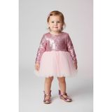 Le Mabelle Pembe Pullu Uzun Kollu Kız Bebek Elbise - Irene - 01P-Pembe - 12 - 18 Ay
