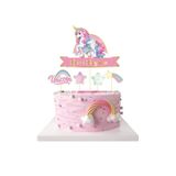 Le Mabelle Pembe Unicorn Temalı İyi Ki Doğdun 5'li Kürdan Pasta Süsü
