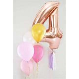 Le Mabelle Rose 4 Rakamı Püsküllü Balon Set