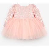 Le Mabelle Somon Pullu Uzun Kollu Kız Bebek Elbise - Berry - 6 - 12 Ay