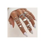 Le Manolia Accessories çoklu yüzük seti ayarlanabilir eklem yüzükleri kombin kalp kelebek yüzük seti-022