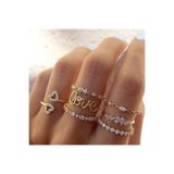 Le Manolia Accessories çoklu yüzük seti ayarlanabilir eklem yüzükleri kombin kalp kelebek yüzük seti-038