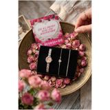 Le Manolia Accessories siyah renk gold kasa zarif kadın saati ve yonca bileklik ve su yolu bileklik set