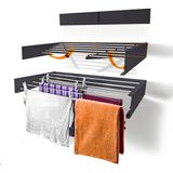 Le Moduler Belize 100 Cm Katlanabilir Çamaşır Kurutma Askısı, Duvara Monte Kurutmalık, 6 Boru, 30 Kg, Paslanmaz-Antrasit