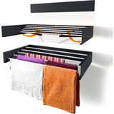 Le Moduler Belize 70 Cm Katlanabilir Çamaşır Kurutma Askısı - Duvara Monte, 5 Sıra Boru, 25 Kg Kapasite, Paslanmaz-Antrasit