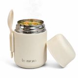 Le Murano 500 ml Yemek Termosu, 304 Çelik, Sporklu ve Geniş Ağızlı (Krem) | 15 x 9 cm Kompakt Gövde, 7,5 cm Ağız Açıklığı, Okul, Ofis, Seyahat, Piknik, Kamp ve Günlük Öğün Taşıma Kullanımı