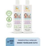 Le Natura Bebek Temizleme Suyu 2 x 400 ml Organik Prebiyotikli Hassas Ciltler İçin Yenidoğan Dostu