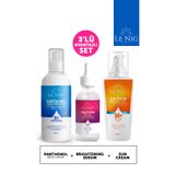 Le NIG 3lü Set: Güneş Kremi 50+SPF + Panthenol Vücut Losyonu + Aydınlatıcı Serum