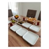 Le Paon 14x14 cm Kare Porselen Kahvaltılık 6’lı Set – Meze ve Kahvaltı Sunumluk Tabak Seti