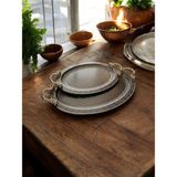 Le Paon 2’li Metal Servis Tepsi Seti 42X28 cm & 49X34 cm – Şık, Solmaz, Kararmaz, Dayanıklı Sunum Tepsisi - Gümüş