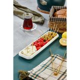 Le Paon 3’lü 28X7,5 cm Dikdörtgen Servis Tabağı – Kahvaltılık, Meze ve Atıştırmalık Sunum Seti - 28 x 7,5 cm