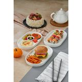 Le Paon 3’lü Porselen Dikdörtgen Servis ve Sunum Tabağı 26X15 cm - 26 x 15 cm