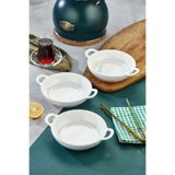Le Paon 3’lü Porselen Oval Kulplu Meze ve Servis Kasesi Seti 19x15x4,5 cm – Şık Sunum Tabakları