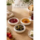 Le Paon 3'lü Set 10.5 cm Porselen Kase - Kahvaltılık Sosluk, Reçellik, Çerezlik ve Mezelik Sunum Seti