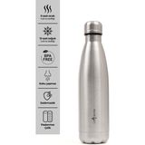 Le Paon 500 ml Paslanmaz Çelik Su Şişesi Termos Sızdırmaz 6 Saat Sıcak 12 Saat Soğuk Bpa Free - Gümüş - 0,50 lt