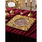 Le Paon 6 Adet Kare Gold Supla Seti 30 cm - Kare Amerikan Servis ve Yemek Masası Sunum Tabağı - 31 cm