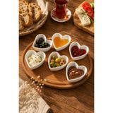 Le Paon 6'lı 7 cm Mini Porselen Sosluk Reçellik Çerezlik Kalp Şekilli Kahvaltılık Kase Seti