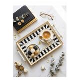 Le Paon Gold Kuş Figürlü Cam Kahve Tepsisi - 46x28 cm Modern Dekoratif Sunum Tepsisi