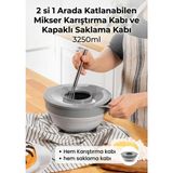 Le Paon Katlanabilir Mikser Karıştırma Kabı 3250 ml - Sıçratmaz Kapaklı Çırpma ve Saklama Kabı