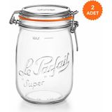 Le Parfait Super Cam Kavanoz 1l (2 Adet) - Hermetik Kapaklı Fransız Konserve & Fermentasyon Kavanozu – Turşu, Kefir, Yoğurt, Sos ve Saklama İçin