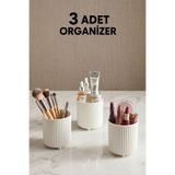 LE PARİS 3 Adet Makyaj Fırçası Ve Tarak Düzenleyici | Çok Amaçlı Kozmetik | Banyo Düzenleme Kutusu | Organizer | 900 ML | Beyaz