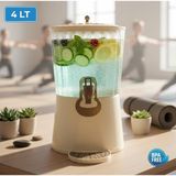 Le Paris 4 Lt Musluklu Su ve Limonata Sebili - Ayaklı Detoks Şerbetlik - Bej